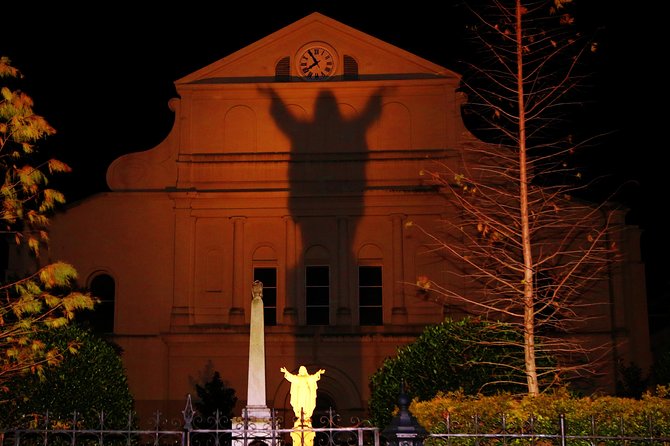 New Orleans Ghost, Vampire, Witch, Voodoo, and Mystery Tour - Stop 3: Royal Street Mall at night, lost loves to voodoo spells